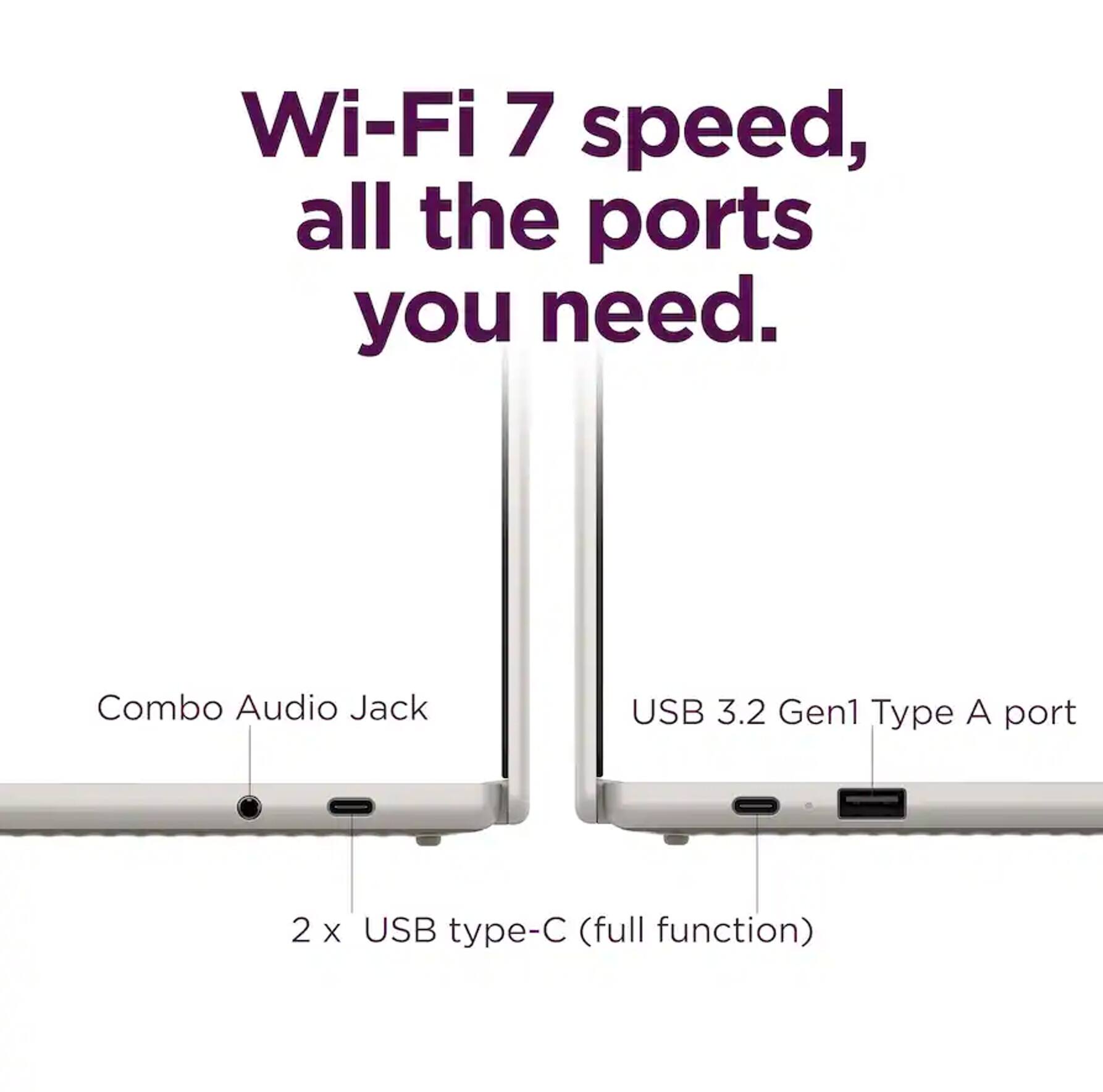 Wi-Fi 7 speed, all the ports you need. Combo Audio Jack USB 3.2 Gen1 Type A port 2 x USB type-C (full function)