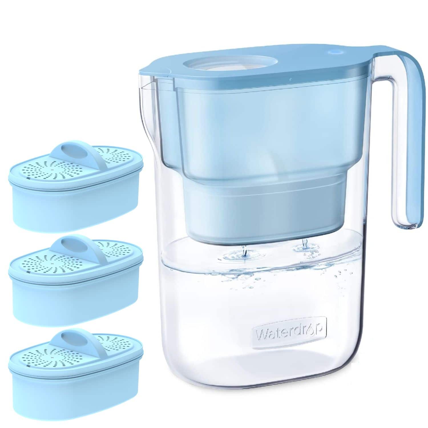 Waterdrop - WD-PT-05B Water Filter Pitcher Extra PF-AL-3 Alkaline Filters - Blue
