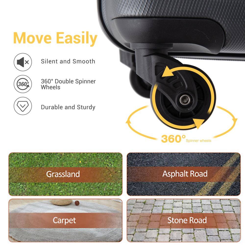 Move Easily

- Silent and Smooth
- 360° Double Spinner Wheels
- Durable and Sturdy

360° Spinner wheels

Grassland
Asphalt Road
Carpet
Stone Road