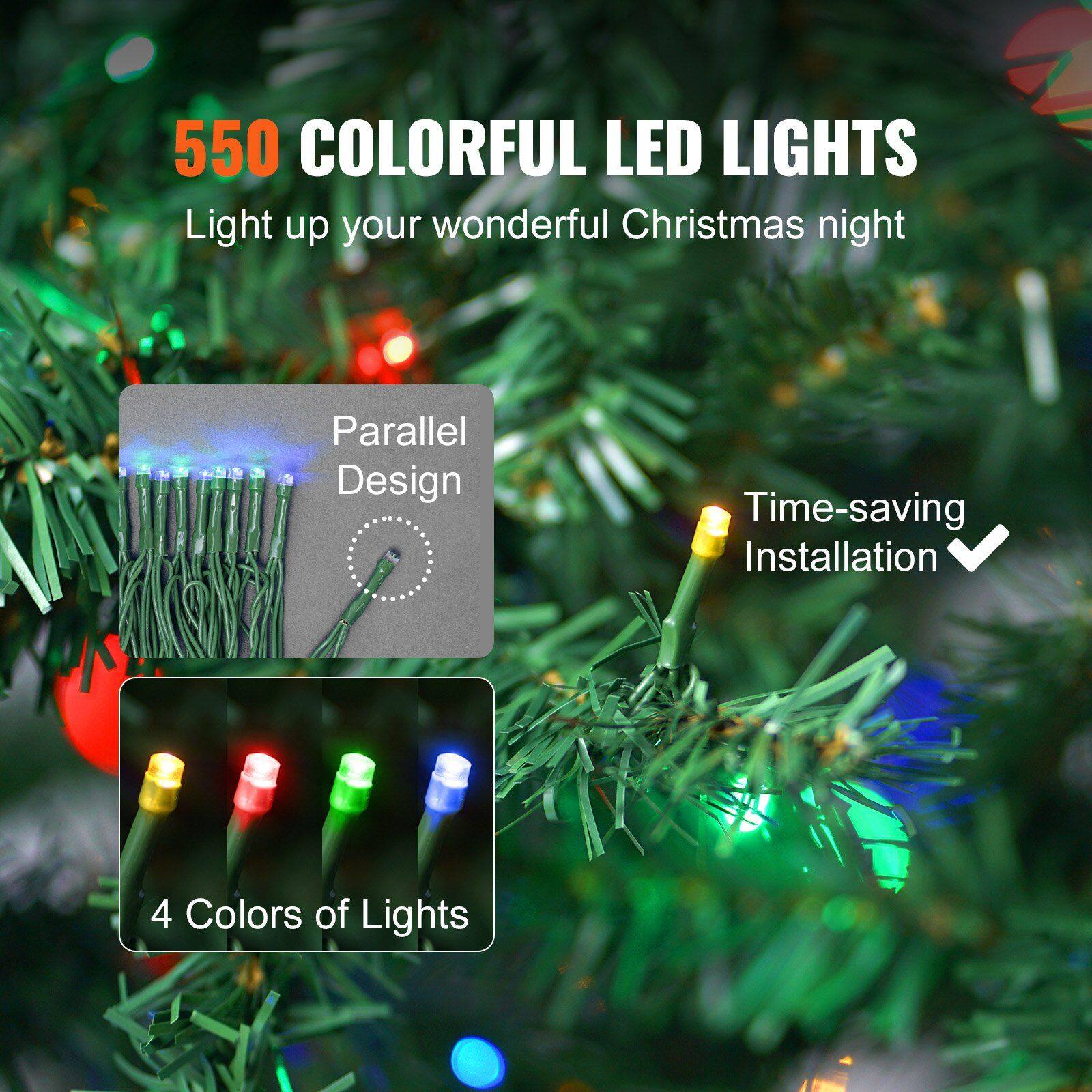 550 COLORFUL LED LIGHTS  
Light up your wonderful Christmas night  

Parallel Design  
Time-saving Installation  

4 Colors of Lights