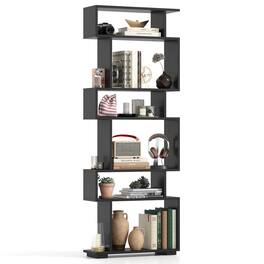 Costway - 1 PCS Bookcase 6-Tier Bookshelf with Anti-Tipping Kit Freestanding Display Shelf - Black