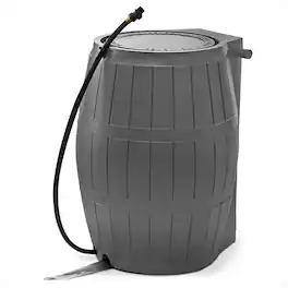 FCMP Outdoor - RC4000 50 Gallon Outdoor Rain Water Catcher Barrel Container, Grey - Gray