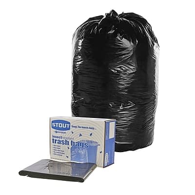 "Stout - Insect Repellent 55 Gallon Industrial Trash Bag, 37"" x 52"", Low Density, 2 mil, 65 Bags/Box - Black" price history on PriceWatchPro