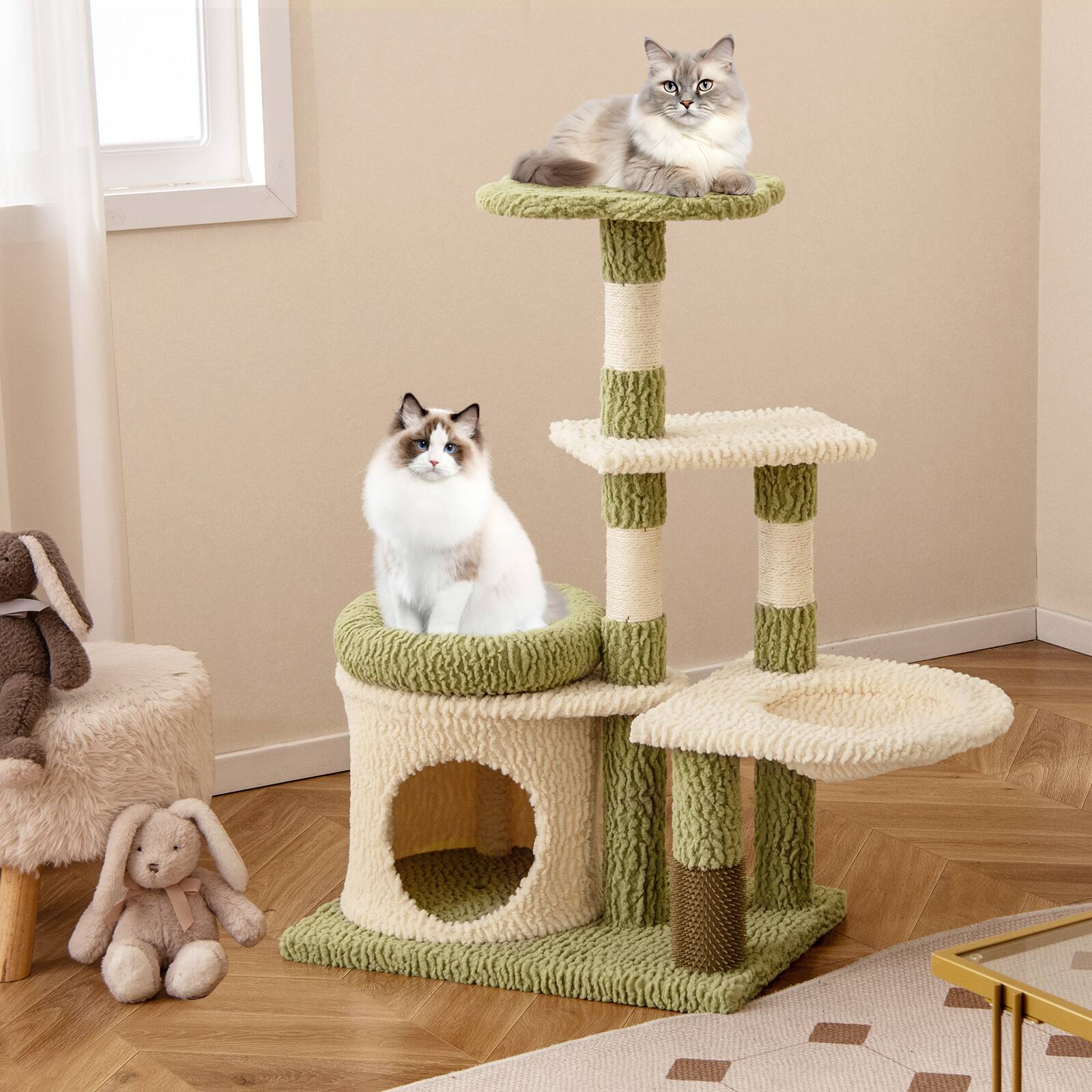 Alt View 1. Gymax - Gymax Multi-level Cat Tree Cute Cat Tower w/ Top Perch Private Condo Side Basket - GYM17638.
