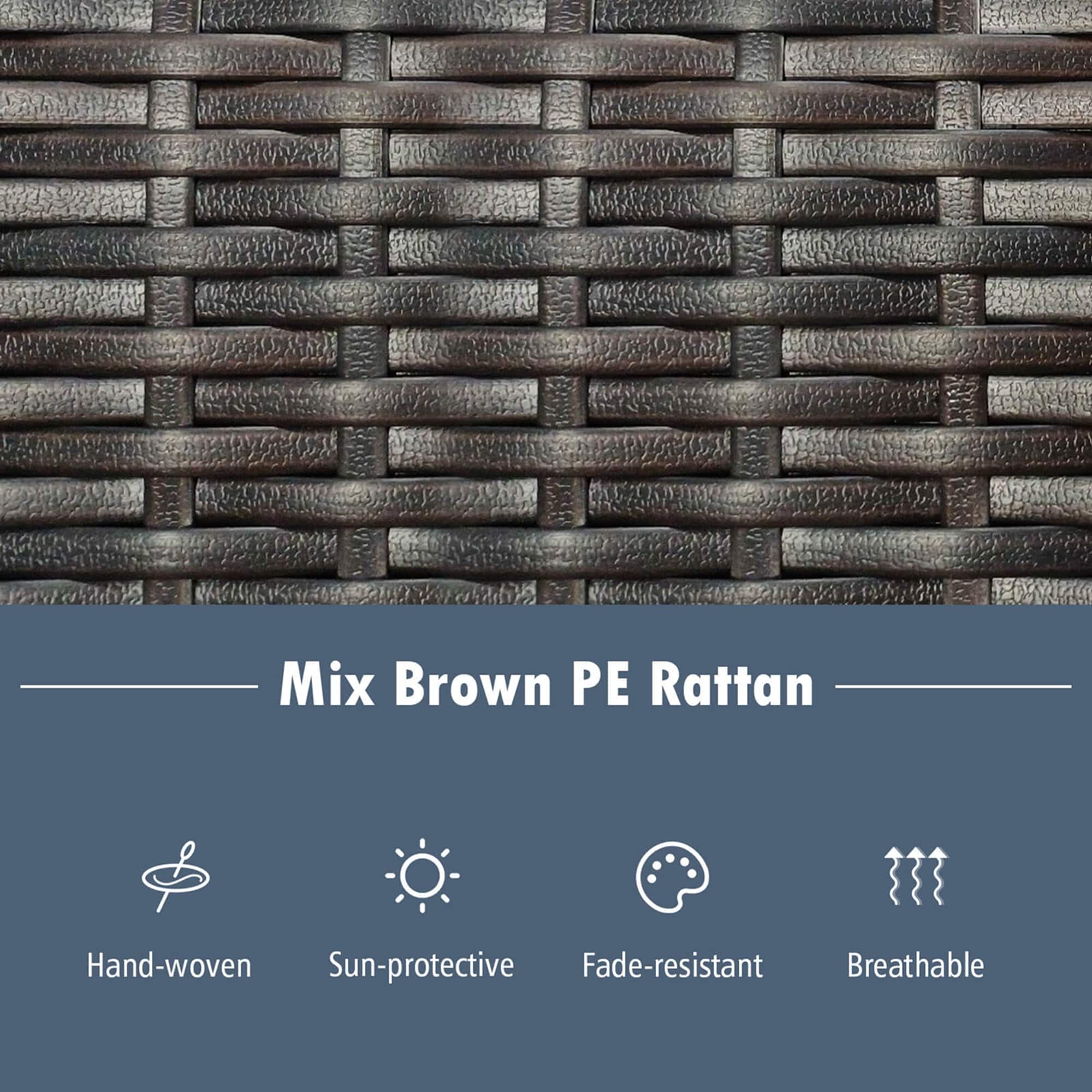 Mix Brown PE Rattan Hand-woven Sun-protective Fade-resistant Breathable