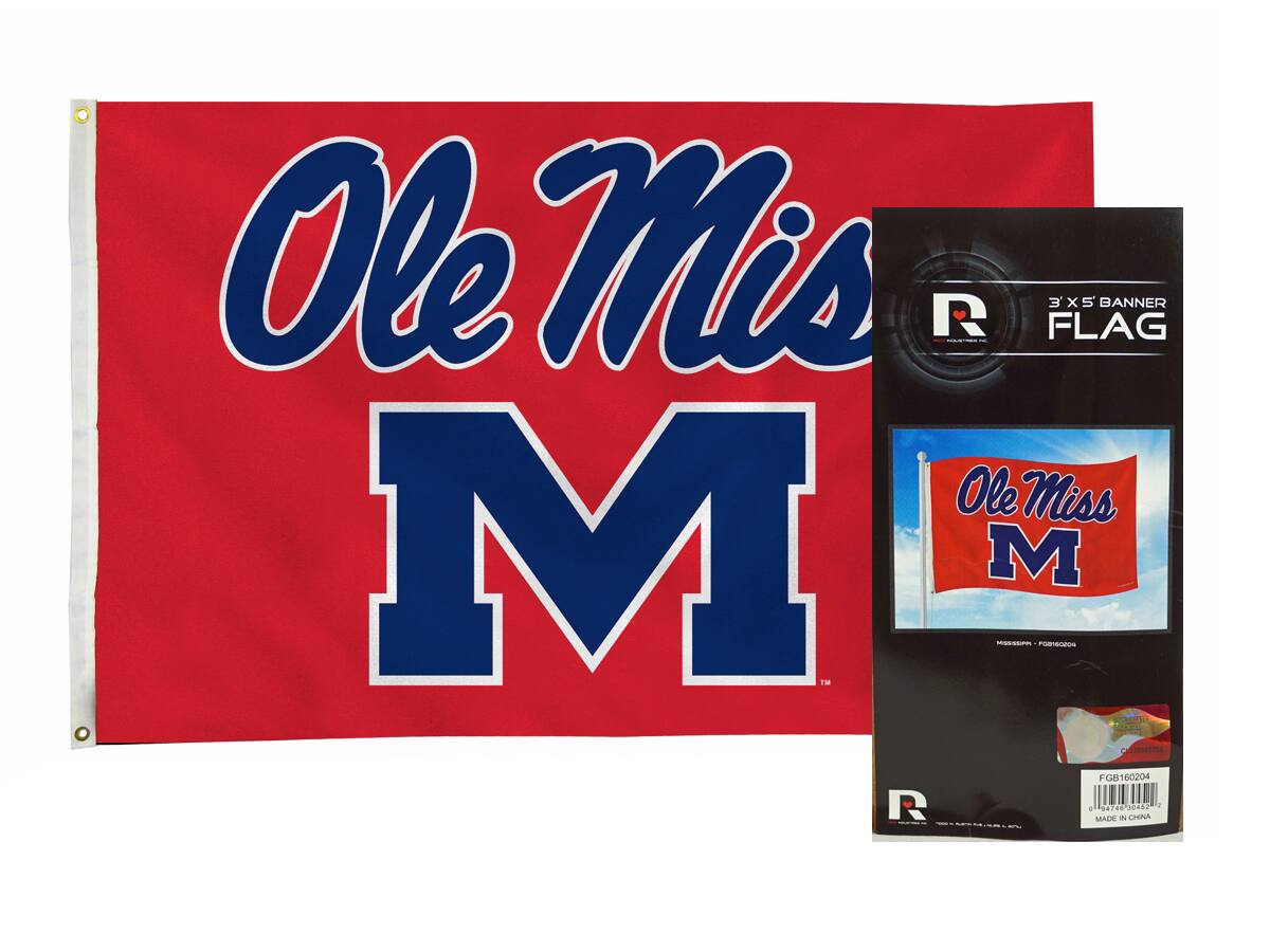 Ole Miss  
M  

3' x 5' Banner Flag  

Ole Miss  
M  

R  
CORLAN  
FGB160204  
47400010  

MADE IN CHINA