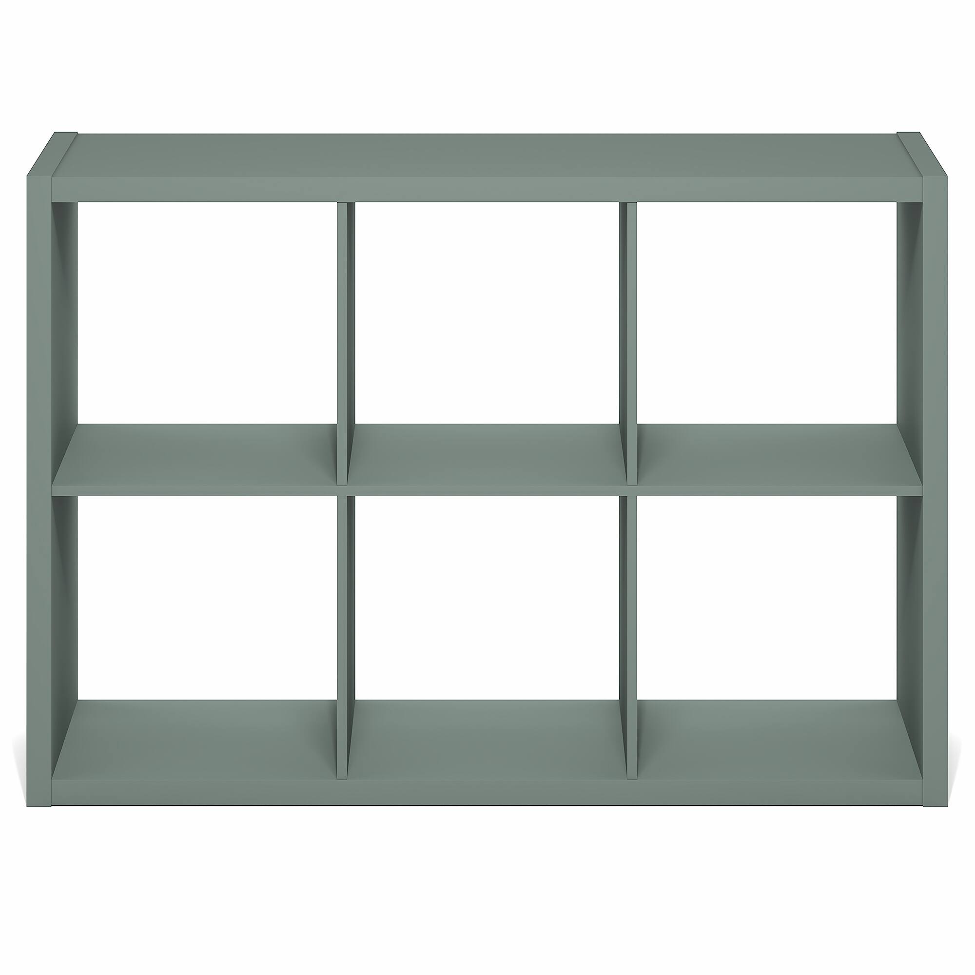Alt View 7. Furinno - CUBICLE 6-Cube Thick Frame Bookshelf, Reversible Bookcase with Open Back, for Living Room, Bedroom, Home Office - Sage Green.