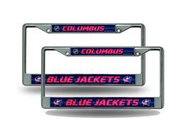 Rico Industries - Columbus Blue Jackets NHL Chrome Metal (2) Sparkly Glitter Bling Look License Plate Frame Set - Multi