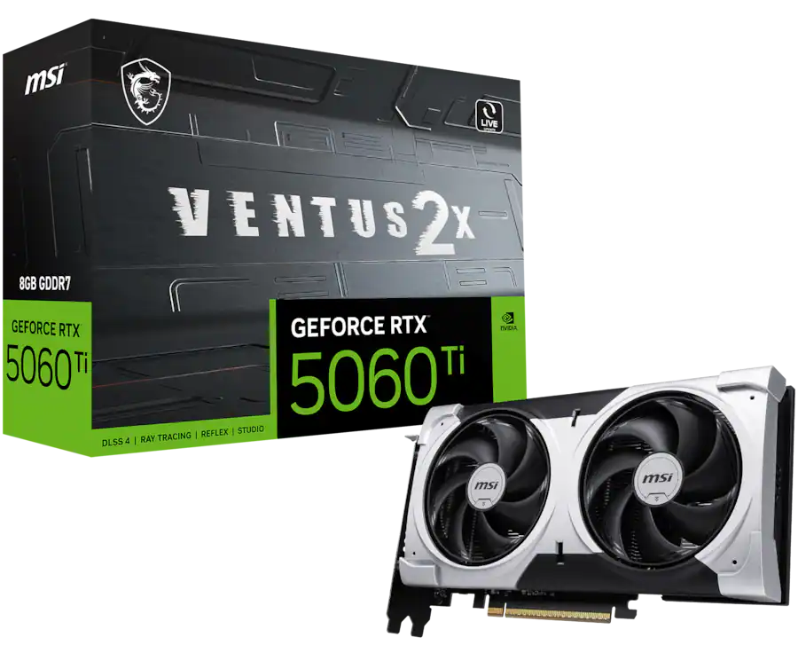 MSI NVIDIA GeForce RTX 5060 Ti 8G VENTUS 2X PLUS 8GB GDDR7 PCI MSI NVIDIA GeForce RTX 5060 Ti 8G VENTUS 2X PLUS 8GB GDDR7 PCI