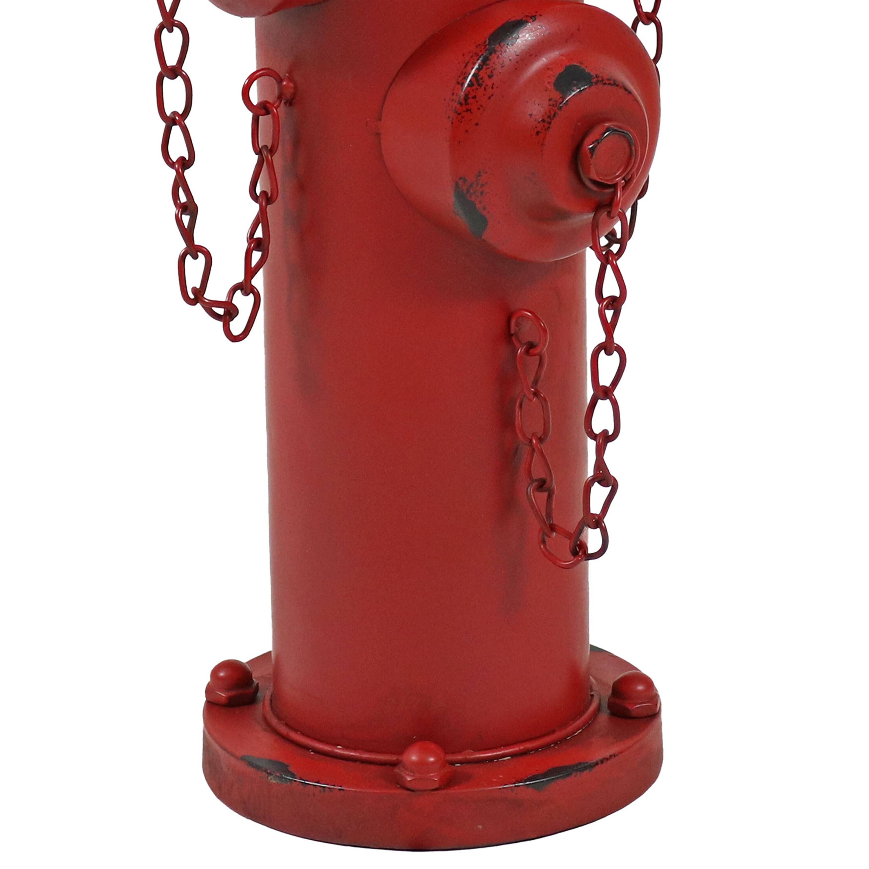 Alt View 10. Sunnydaze - Fire Hydrant Metal Outdoor Statue - 14 in - Red.
