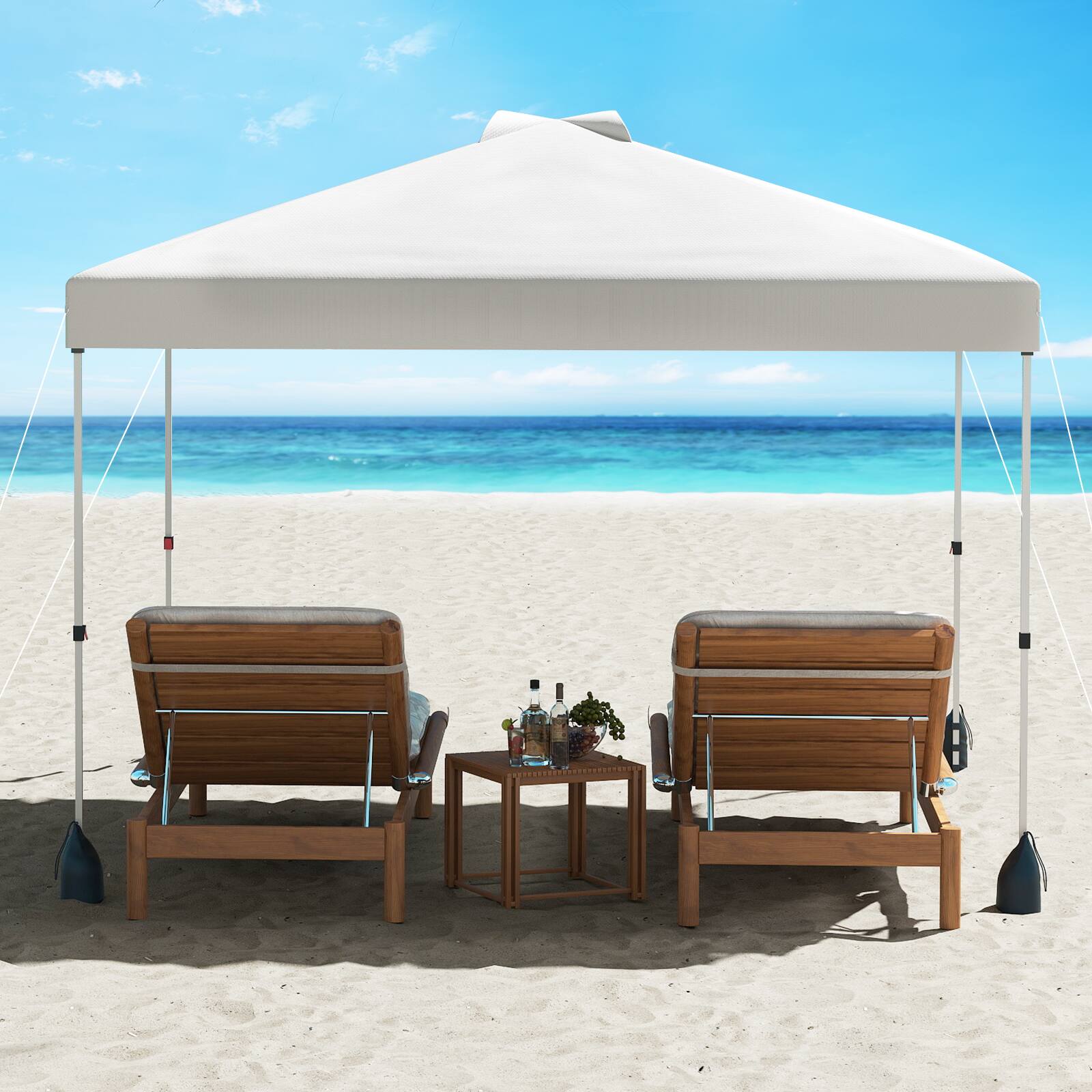 Alt View 4. Gymax - Gymax 10 X 10 FT Pop up Canopy Tent w/ 1 Sidewall Wheeled Bag 8 Stakes - White.