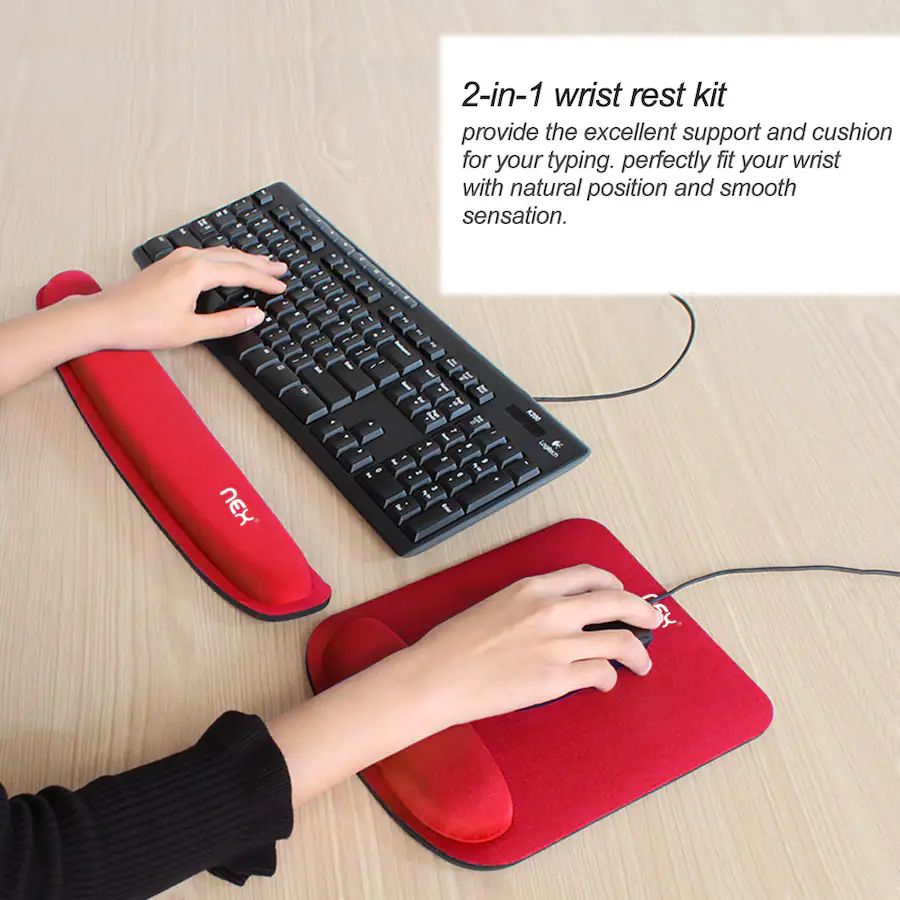 Oumilen Ergonomic Wrist Rest Set Mouse Pad with Memory Foam Support and ...