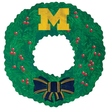 Front. Fan Creations - Michigan Wolverines 16'' Team Wreath Sign - Green.
