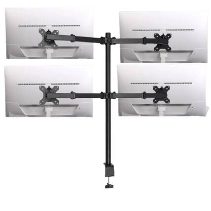Front. Stock Preferred - Quad Monitor Mount Stand - Black.