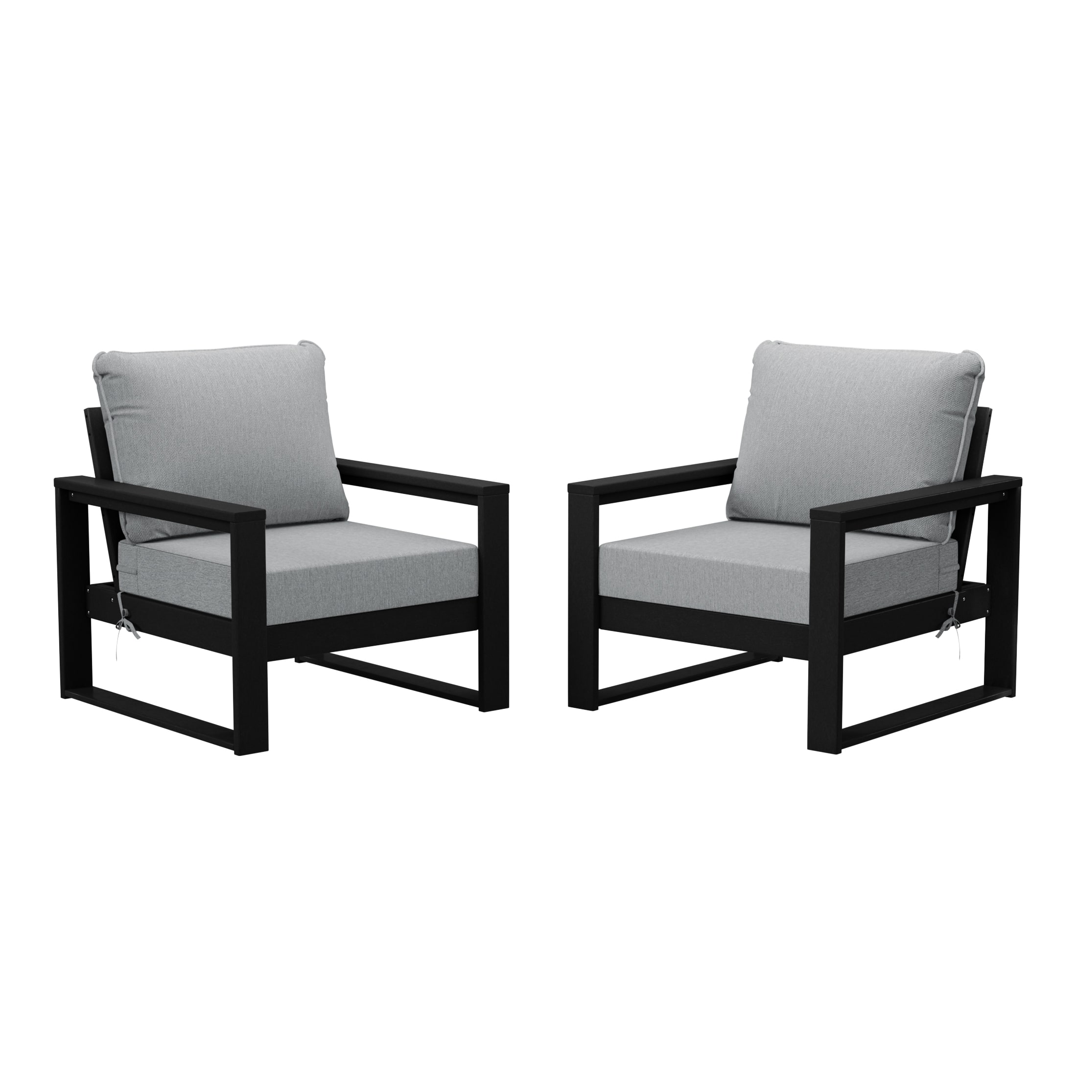 WestinTrends - Montara Outdoor Modern HDPE Patio Club Chair with Waterproof Deep Seat Cushions (Set of 2) - Gray
