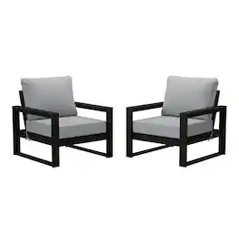 WestinTrends - Montara Outdoor Modern HDPE Patio Club Chair with Waterproof Deep Seat Cushions (Set of 2) - Gray