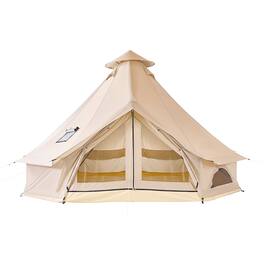 VEVOR - Oxford Bell Tent, 4 Seasons 16.4 ft Yurt Tent for Camping with Stove Jack, Waterproof Breathable Holds up to 7 People - Light Beige