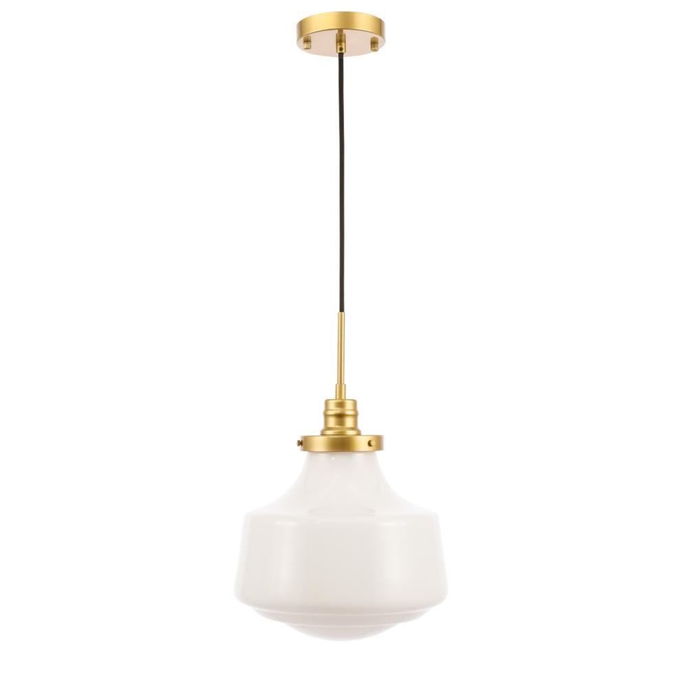 Alt View 8. Living District - Lyle 1 light Brass and frosted white glass pendant - Brass And Frosted White Glass.