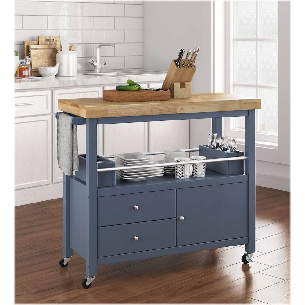 Best Buy: Click Decor Anson Kitchen Cart Gray FUBC10043A