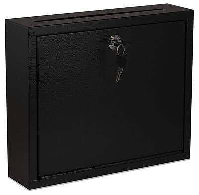 Front. AdirOffice - AdirOffice Steel Wall Mounted Drop Box Indoor/Outdoor Interoffice Mailbox, Black (631-03-BLK) - Black.