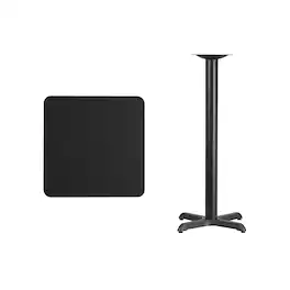 Emma + Oliver - 24" Square Laminate Table Top with 22"x22" Bar Height Table Base - Black