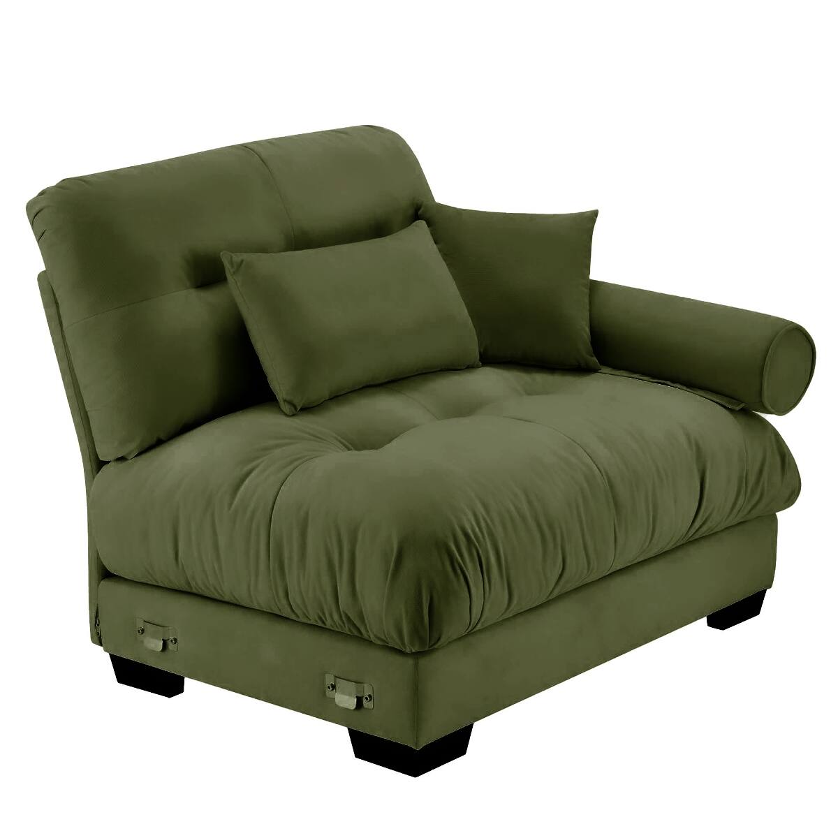 Left. Ropilly - Ropilly Olive Green Velvet Sofa with Pillows Single Seat Sofa - Olive Green.