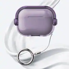 Dteck - For Airpods Pro 3rd Gen (2025) Slim Fit Clear Kickstand Shockproof Drop Protection Case With Anti-Loss Ring - Purple
