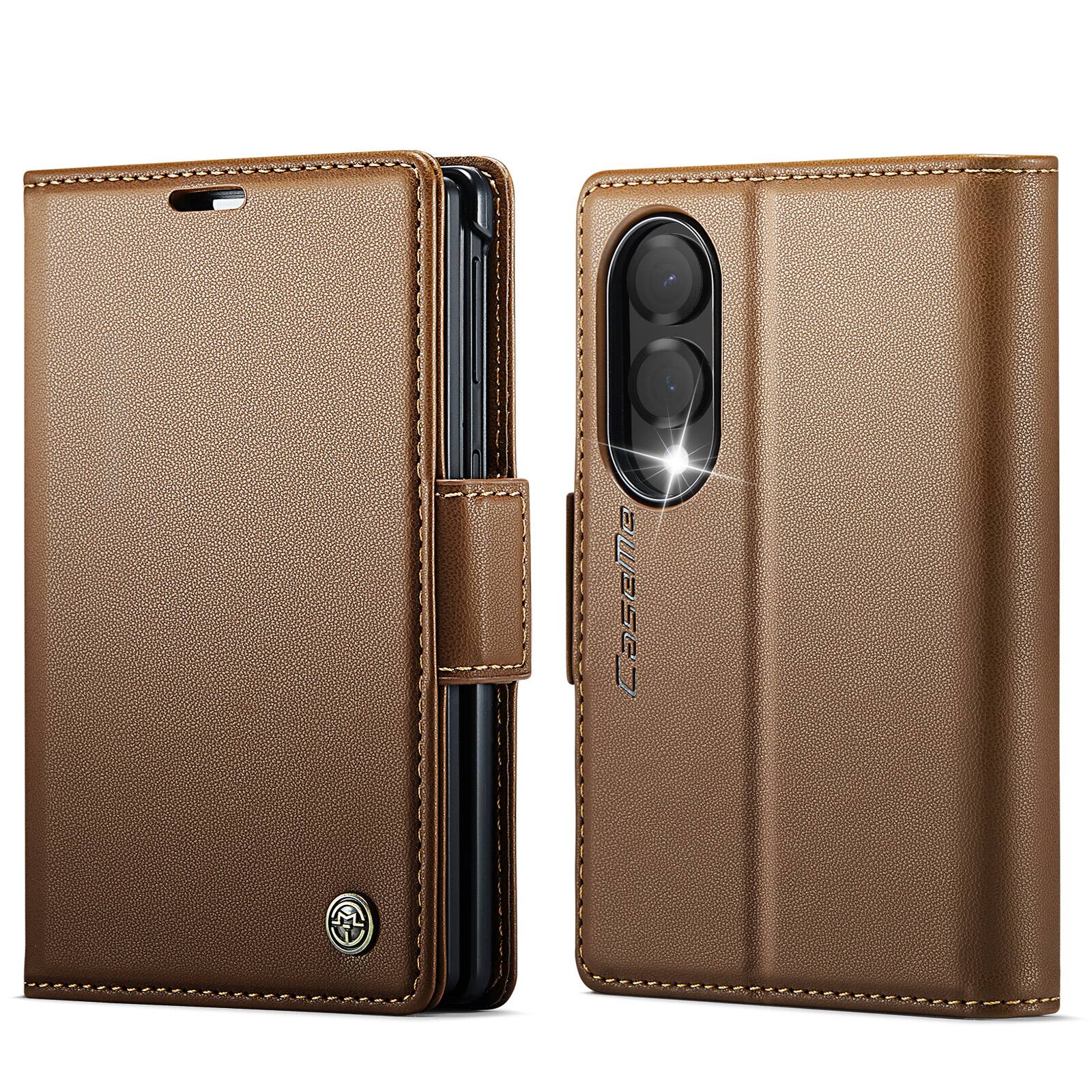 Alt View 9. UUCOVER - For Samsung Galaxy Z Fold8 Wide PU Leather Wallet Case with RFID Blocking Card Holder Cash Slot, Magnetic Folio Cover - Brown.