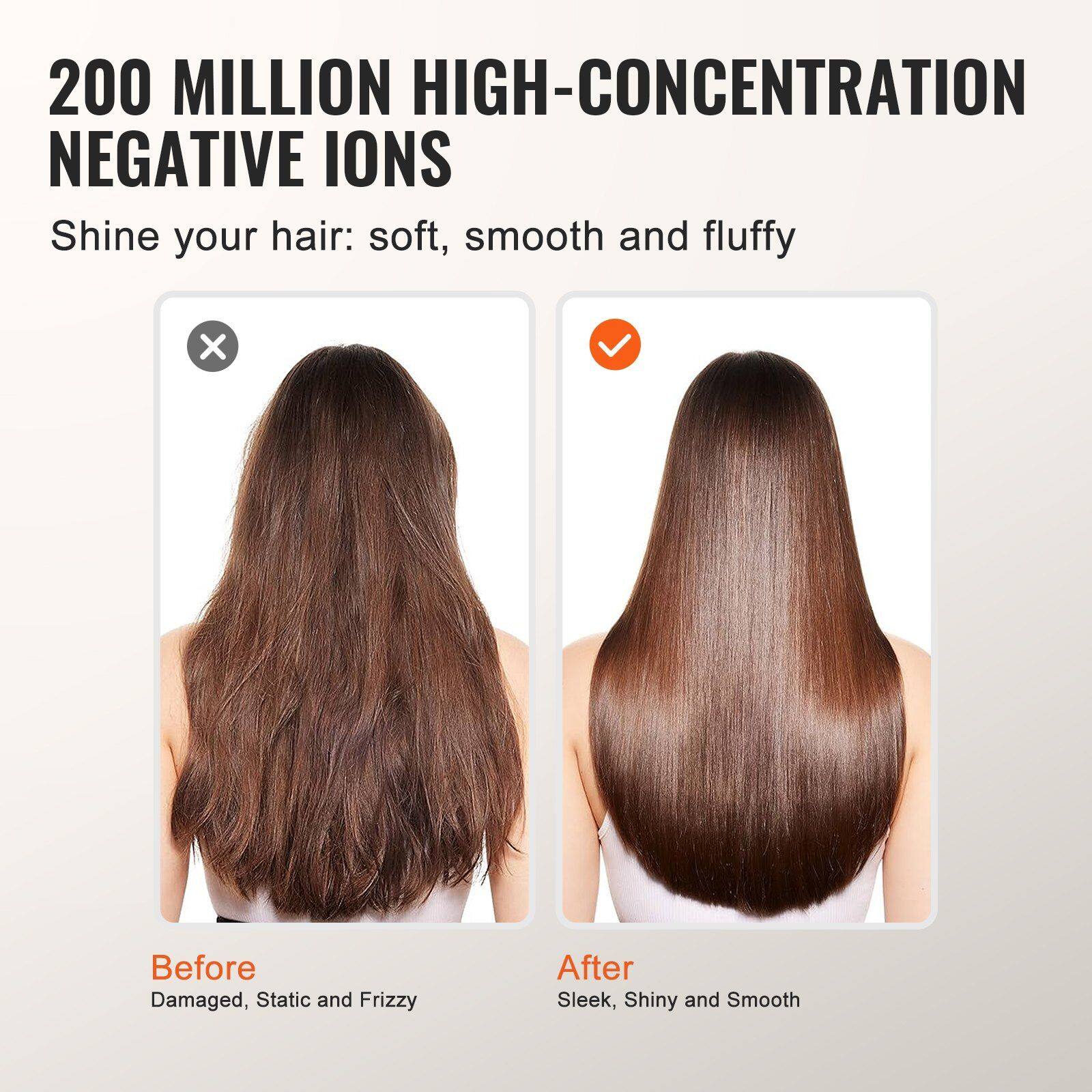 200 MILLION HIGH-CONCENTRATION NEGATIVE IONS

Shine your hair: soft, smooth and fluffy

Before
Damaged, Static and Frizzy

After
Sleek, Shiny and Smooth