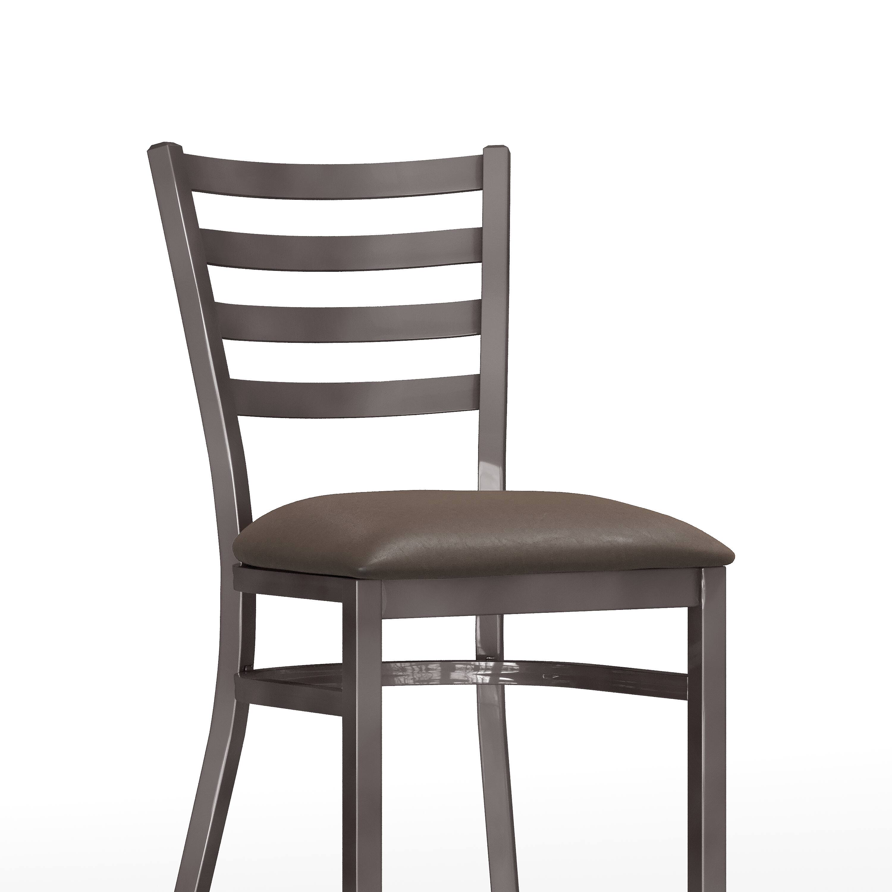 Alt View 10. Emma + Oliver - Clear Coated Ladder Back Metal Restaurant Dining Chair - Mocha Vinyl Seat/Silver Antique Metal Frame.
