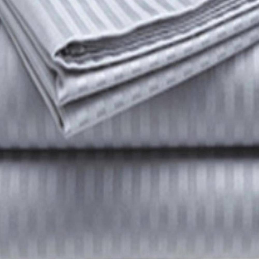 Alt View 2. Plazatex - Embossed 1800 Series Wrinkle Resistant Ultra Soft Stripe Premium All Season Bed Sheet Set, Full, Gray - Gray.