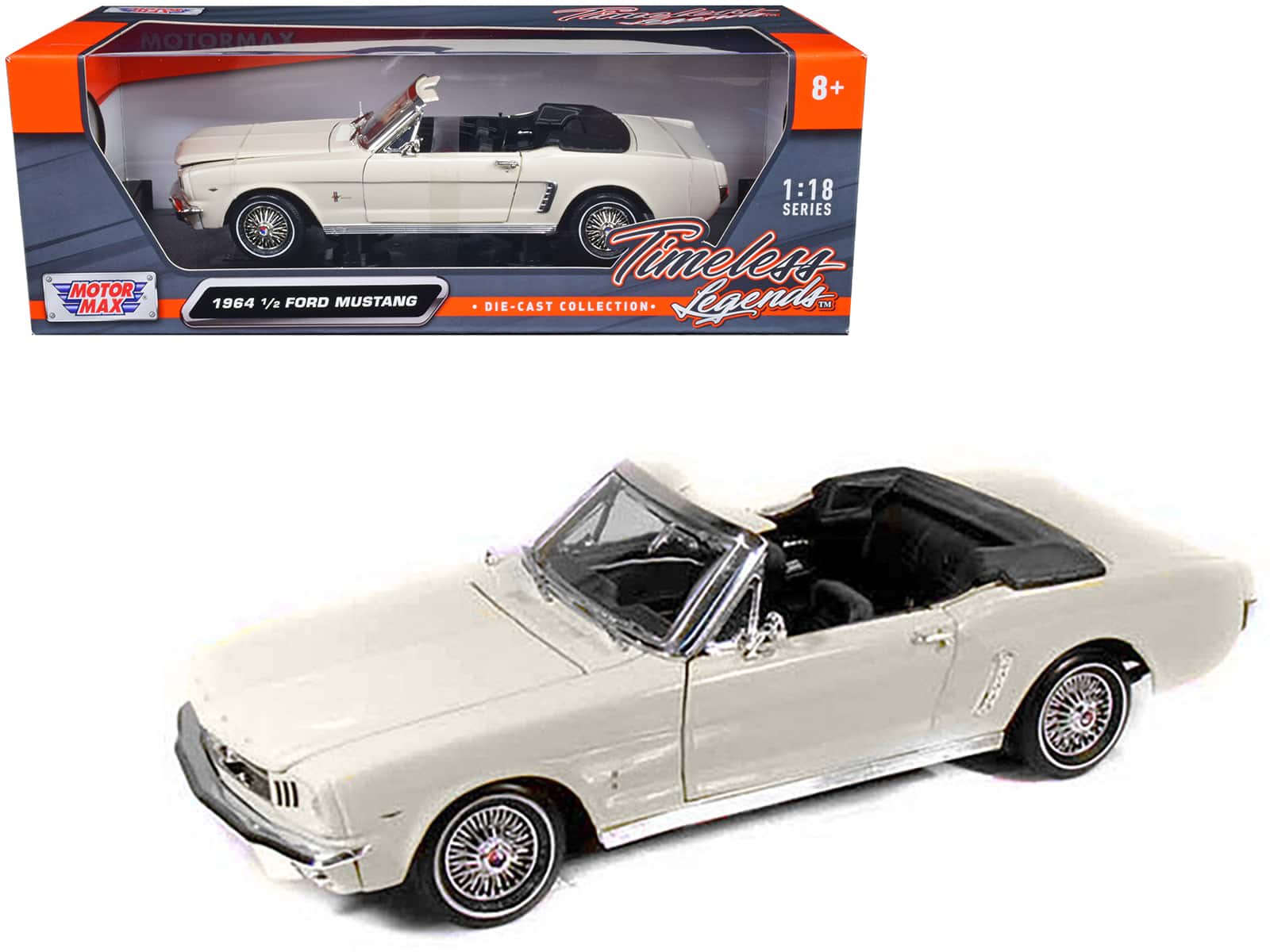 1964 1/2 Ford Mustang Convertible Cream 1/18 Diecast Car Model by Motormax price history on PriceWatchPro