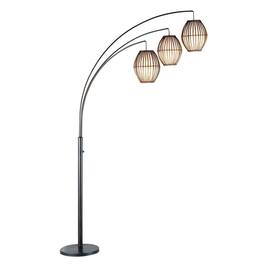 Hivvago - Modern Mid-Century Bohemian 82-inch Arch Floor Lamp with 3 Barrel Lights - Antique-Bronze Metal Finish