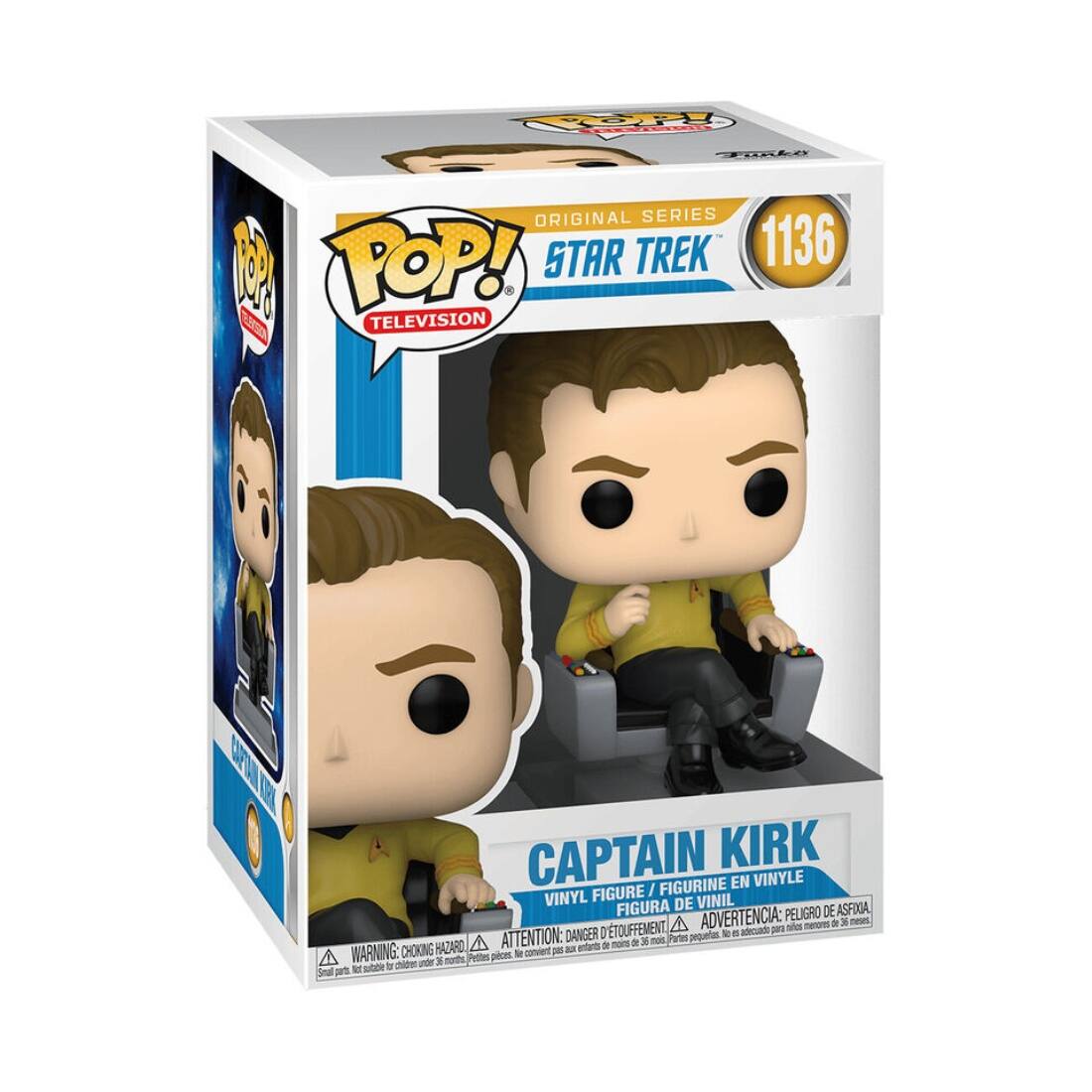 Fpy  FOh ORIGINAL SERIES I POP! STAR TREK 1136 M TELEVISION C EE CAPTAIN KIRK FIGURINE EN VINYLE FIGURE / VINYL DE VINIL FIGURA ADVERTENCIA: PELIGRO DE ASFIIA A nenu de 3 - TOUFFEMENT adeuado pe+ - ATTENTION: DANGER O Partes pequeus i a -I mom 5 3 mot WARNING: CHOKING HAZARO conviet - a entoarts Pettes pices 1 ad - A norths a t  Smal pas