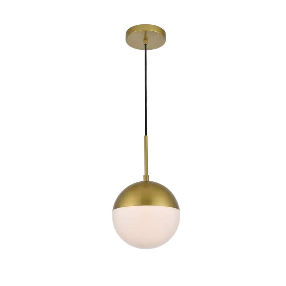 Living District - Eclipse 1 Light Brass Pendant With Frosted White Glass - Brass And Frosted White price history on PriceWatchPro