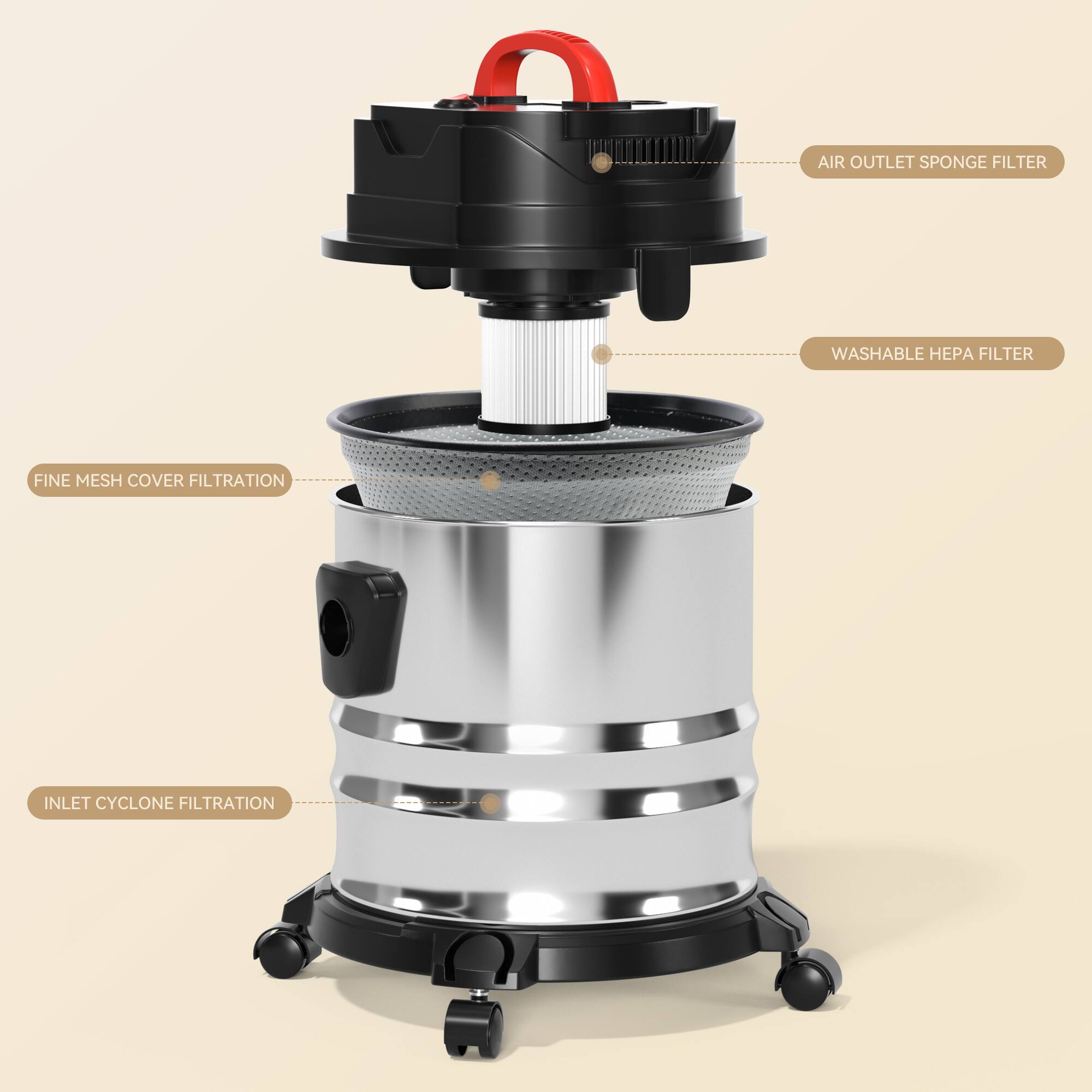 - Air Outlet Sponge Filter
- Washable HEPA Filter
- Fine Mesh Cover Filtration
- Inlet Cyclone Filtration