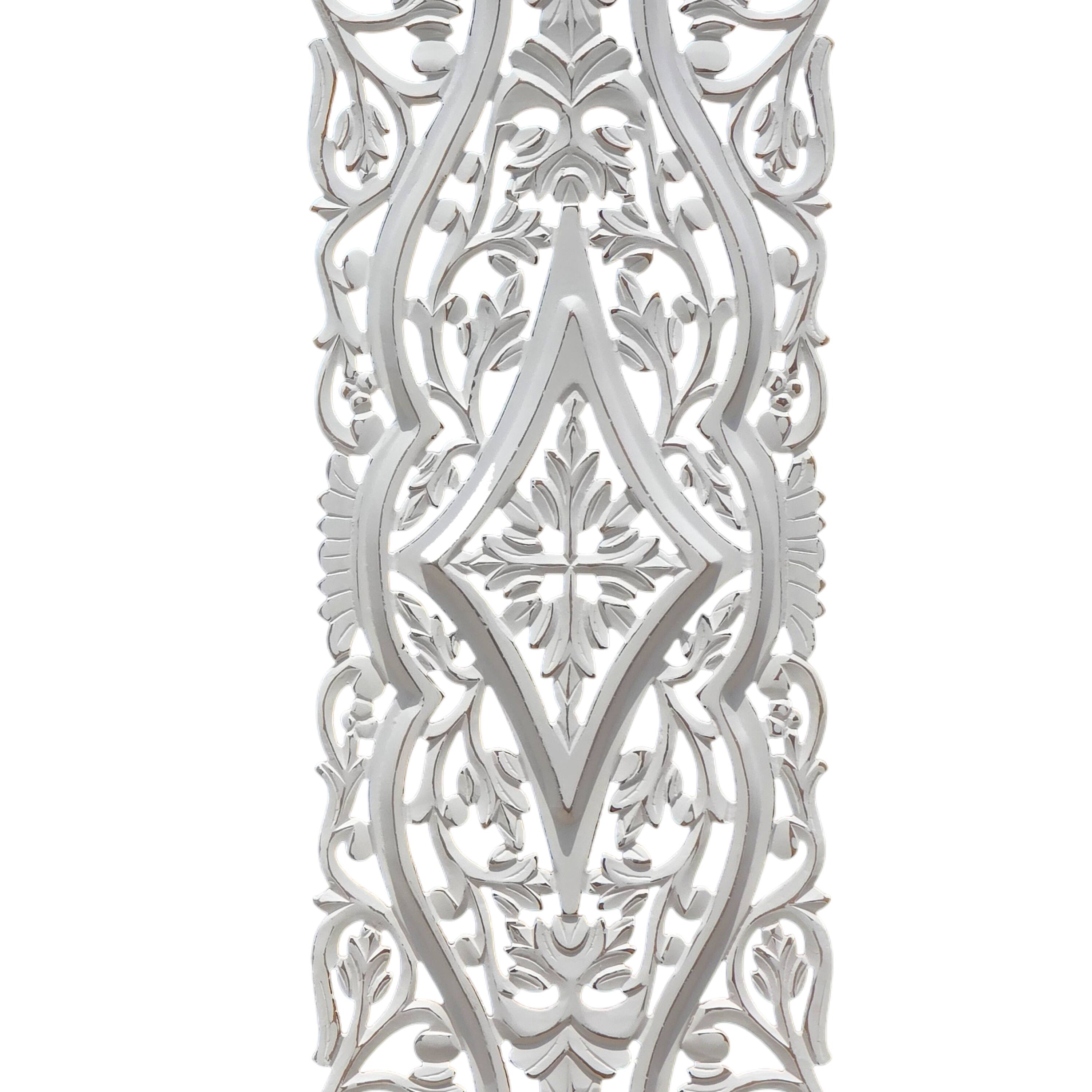 Alt View 2. Manhattan Lane - Ozy Carved Wall Art Panel Set of 2 | Handcrafted Ornate Decor | 16x48 - White.