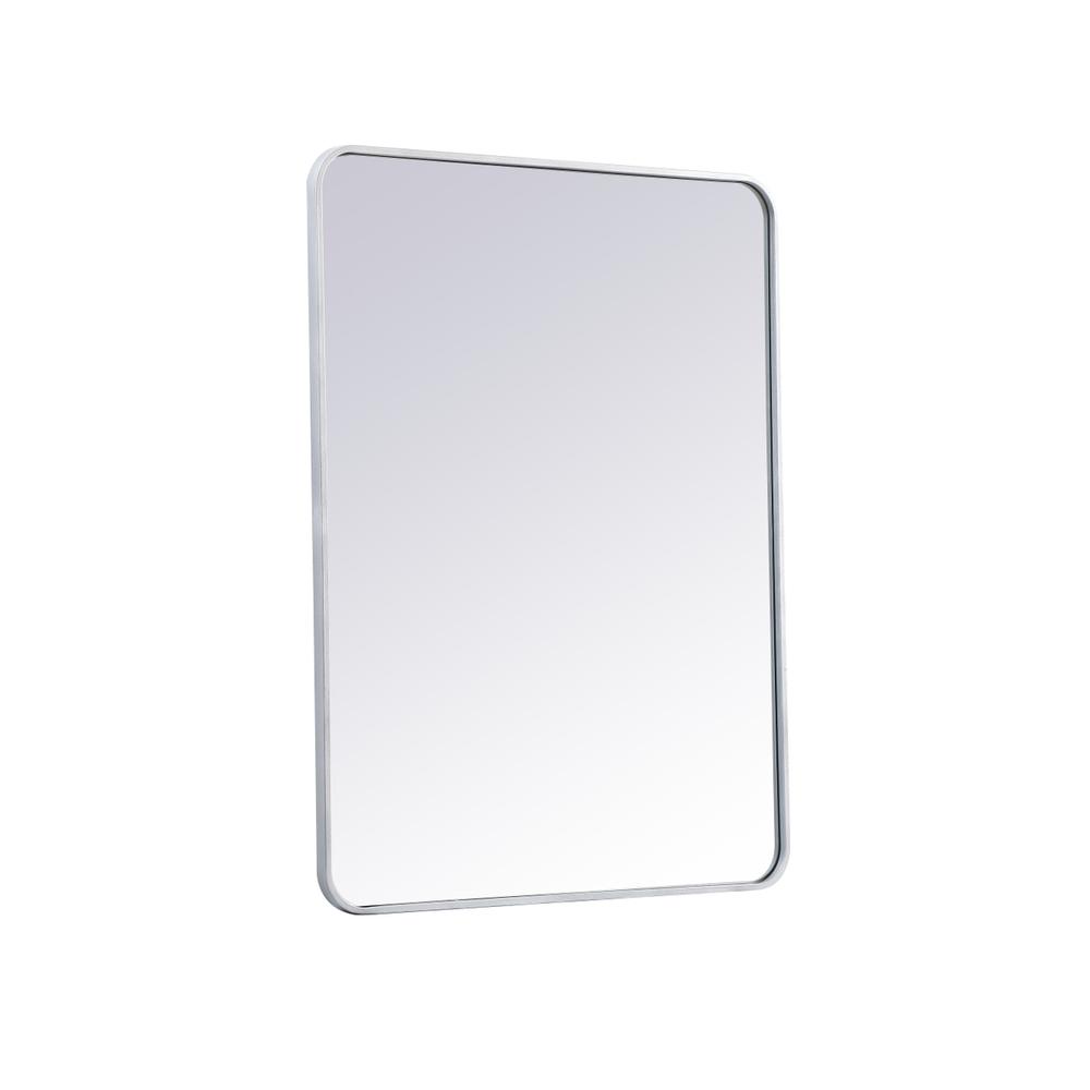 Left. Elegant Decor - Soft corner metal rectangular mirror 30x40 inch in Silver - Silver.