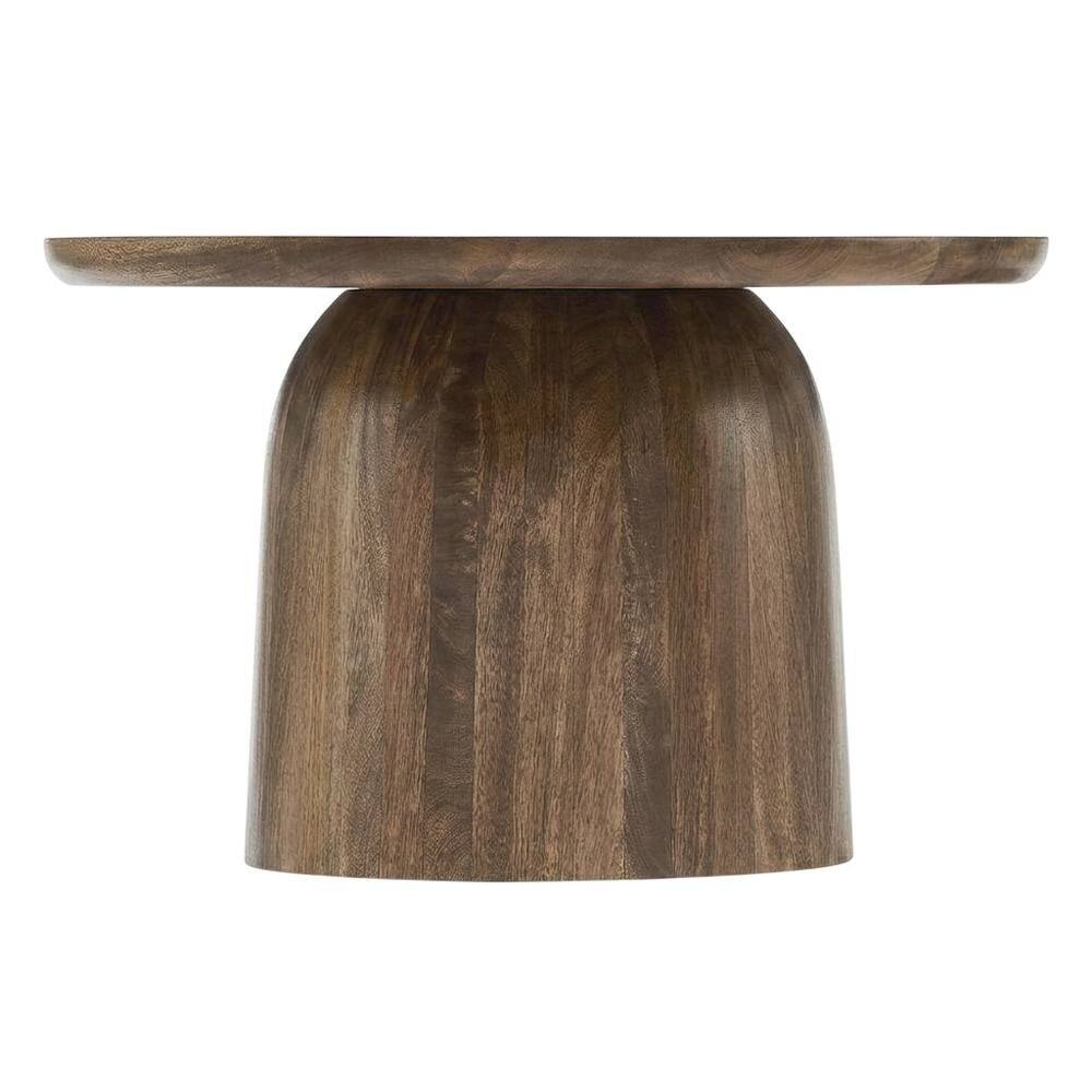 Back. FurniFact - Round Wood Coffee Table with Sleek Design and Solid Oak Finish - Brown.