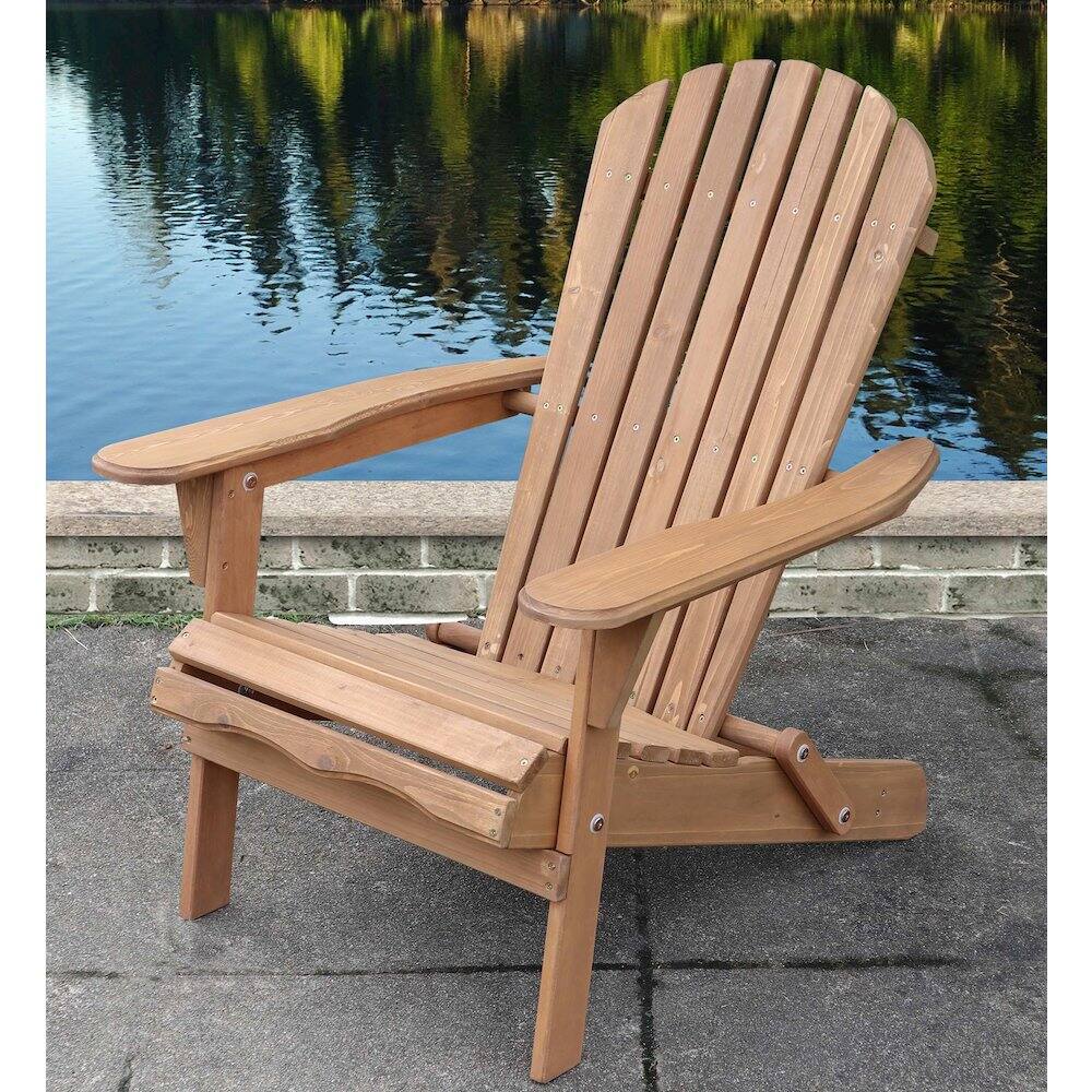 Alt View 2. Northbeam - Pre-Stained Folding Adirondack Chair - Brown.