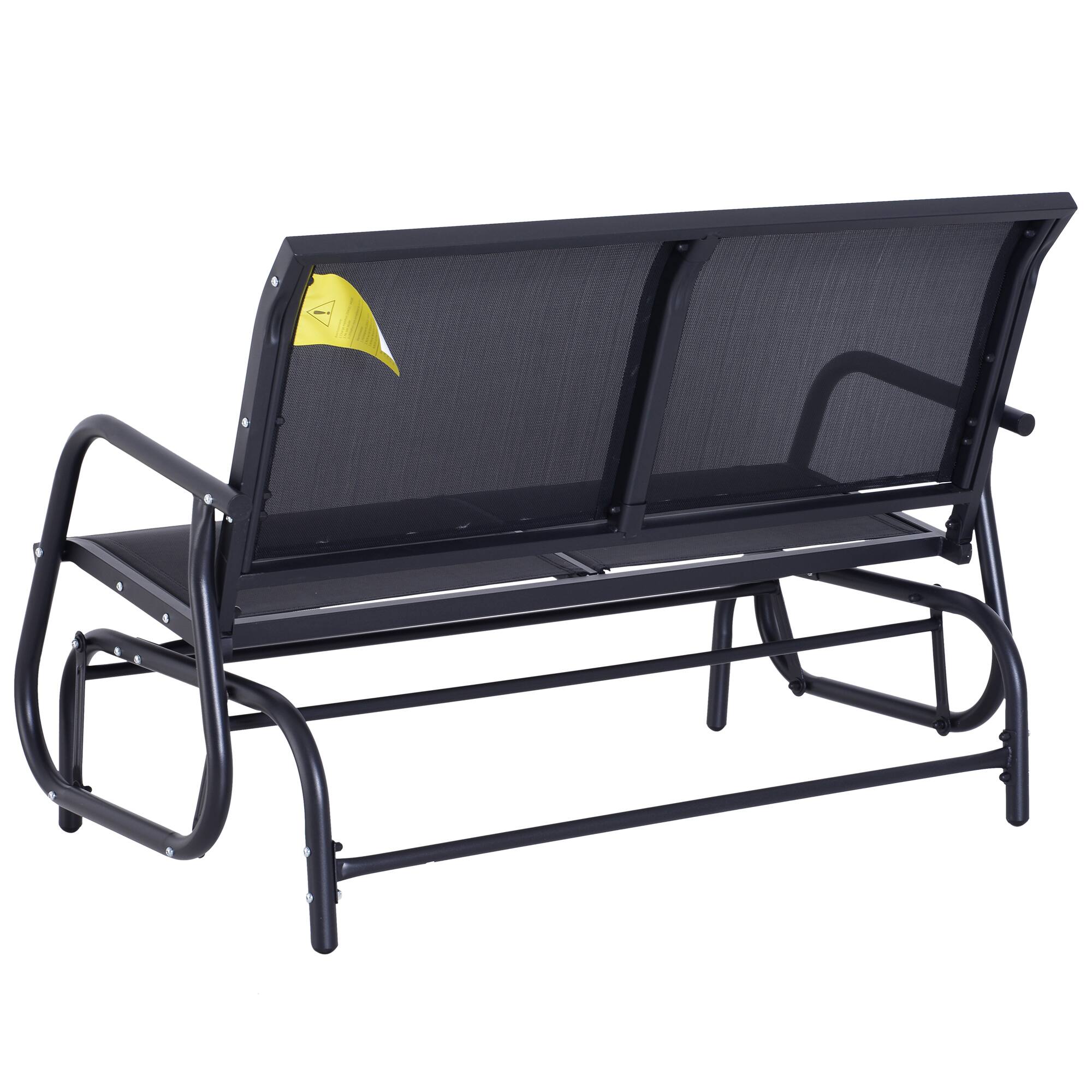 Alt View 4. AOOLIVE - 2-Person Outdoor Glider Bench,Patio Swing Rocking Loveseat w/ Powder Coated Steel Frame for Backyard,Garden,Porch,Black - Gray.