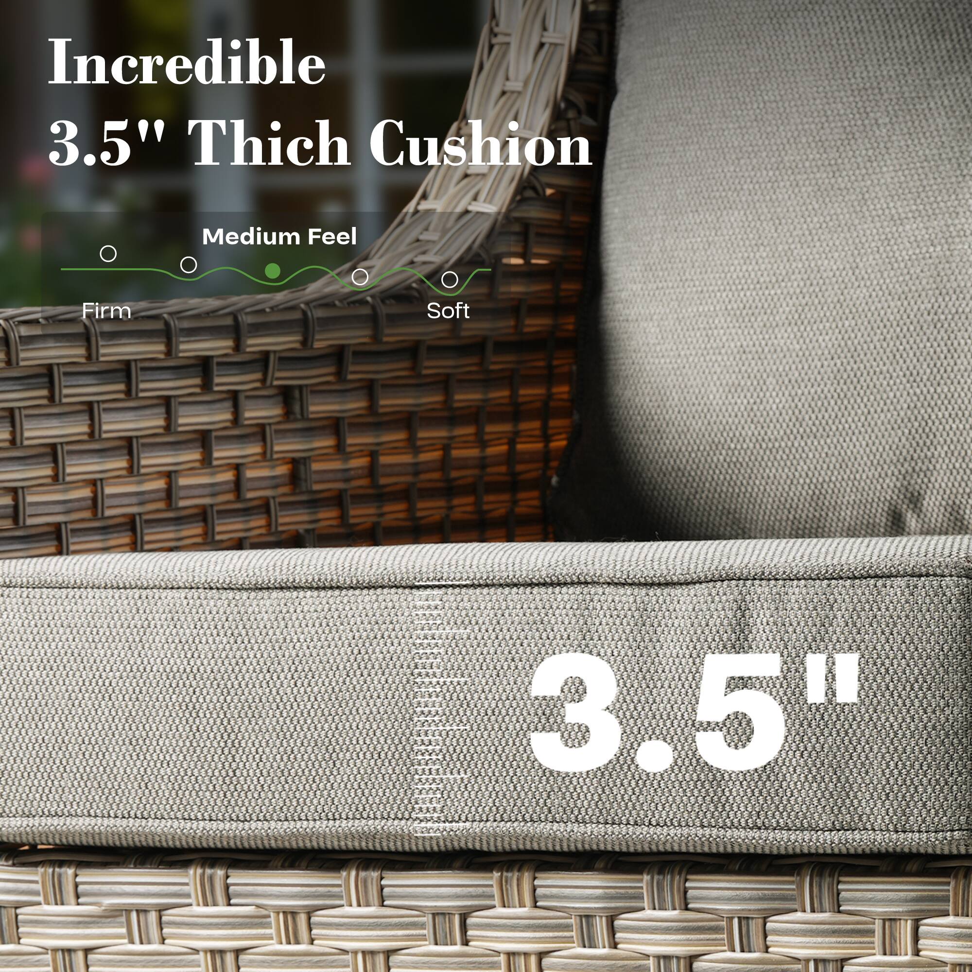 Incredible 3.5" Thick Cushion

Medium Feel

Firm Soft

3.5"
