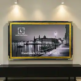 LAREDO FRAME FACTORY - 65 inch Hisense Canvas TV Ornate frame, Canvas TV by Hisense - GLOSSY BLACK WITH GOLD LEAF