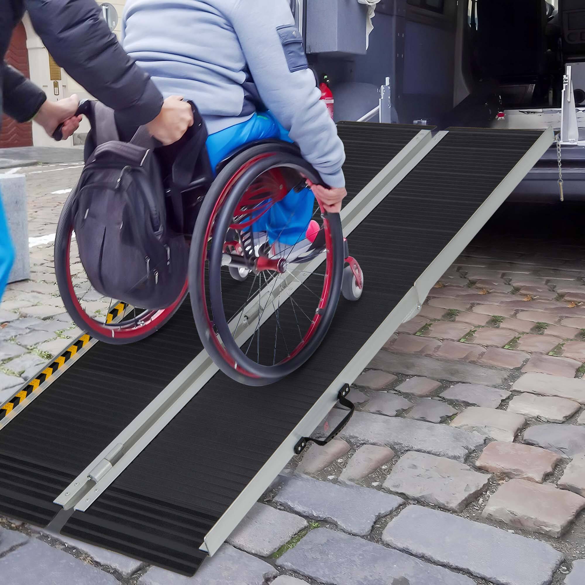 Alt View 1. Costway - Costway Portable Aluminum Wheelchair Ramp 6 FT with Transition Plate & Non-slip Surface - Silk.