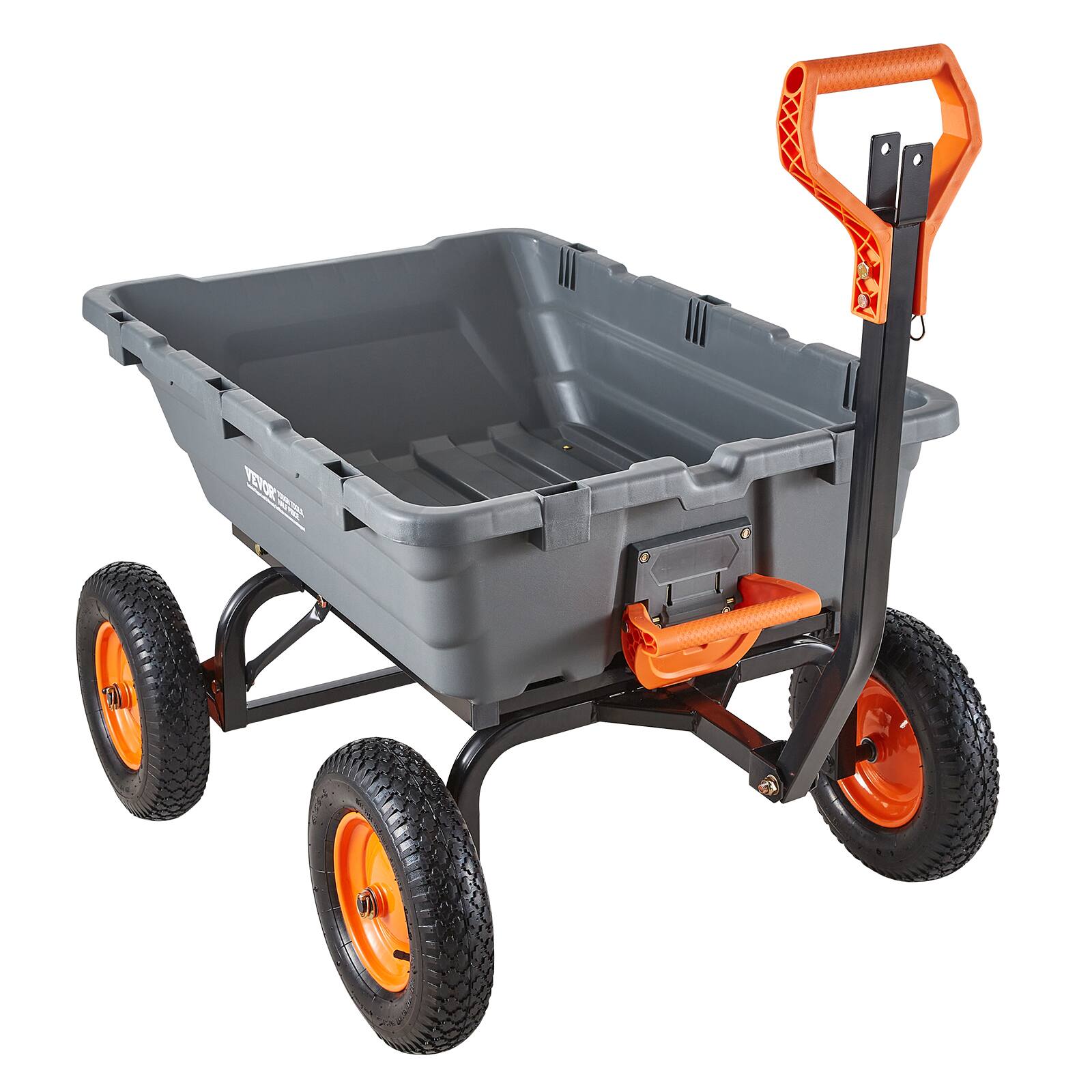 Alt View 5. VEVOR - Garden Dump Cart, 1500 lbs Poly Dump Cart, Garden Carts Dumps Wagon with 90° Quick-Dumps Mechanism, Adjustable Handle - Black.