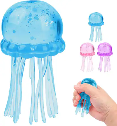 Front. Link - Link Sensory Squishy Jellyfish Blue (1pk) - Blue.
