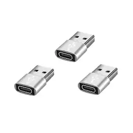 Qixxronics - USB to USB C Adapter 3 Pack,Type C Female to USB A Male Charger Cable Converter - Silver