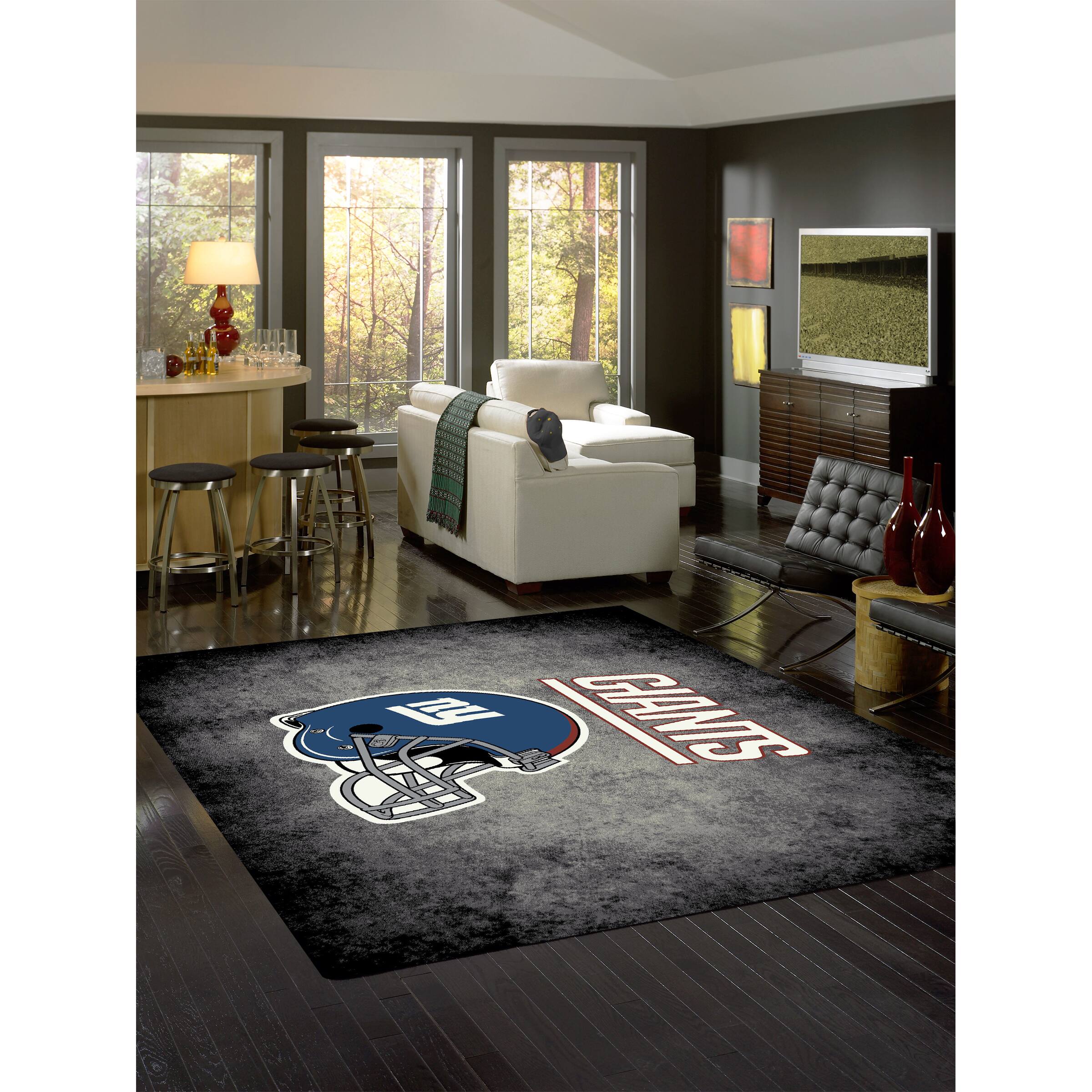 Alt View 1. Imperial - New York Giants 3'10" x 5'4" Distressed Rug - Black.