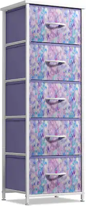 Sorbus - Fabric Dresser for Kids Bedroom, Chest of 5 Drawers, Tall Storage Tower Clothing Organizer for Playroom - Watermelon Tie-Dye