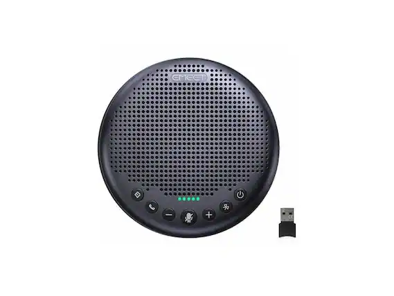 Front. EMEET - EMEET Luna Plus Speakerphone: 8-Mic 360° Pickup, VoiceIA Noise Cancel, Daisy-Chain 18, 10-Hr Battery - Black.
